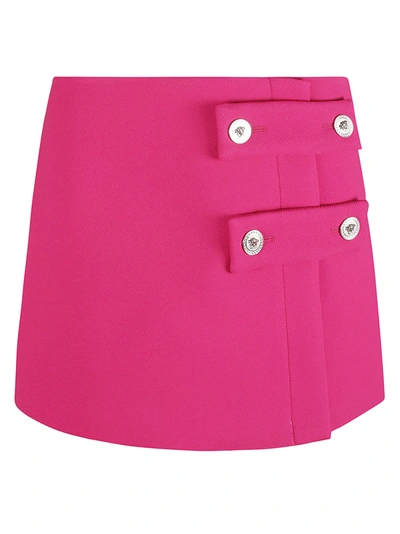 Shop Versace Double Techno Cavalry Twill Skirt In Hot Pink