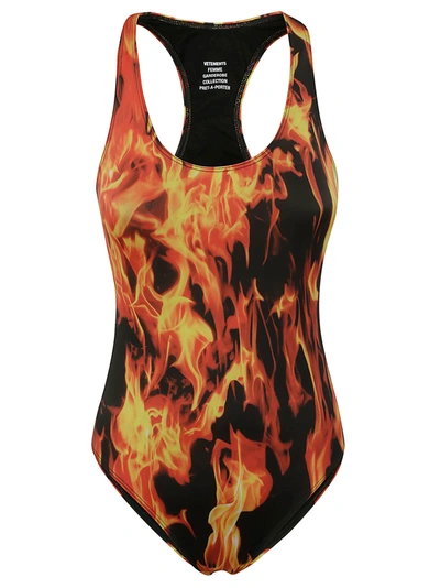 Shop Vetements Fire Swimsuit In Fireprint