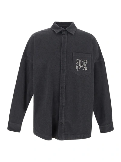 Shop Palm Angels Pa Monogram Overshirt In Anthracite