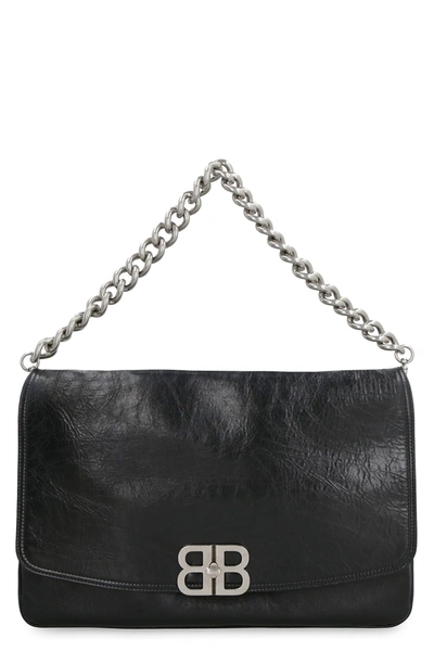 Shop Balenciaga Flap Bb Soft Large Leather Bag In Black
