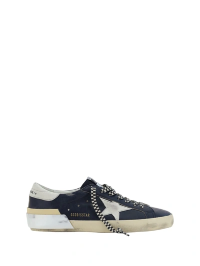 Shop Golden Goose Super Star Sneakers In Dark Blue/white
