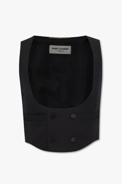 Shop Saint Laurent Black Wool Vest In New