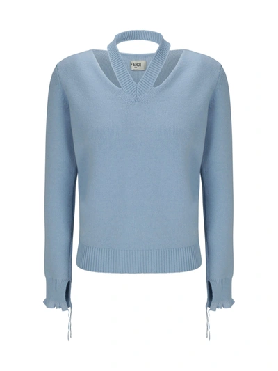 Shop Fendi Sweater In Prisca/azzurro