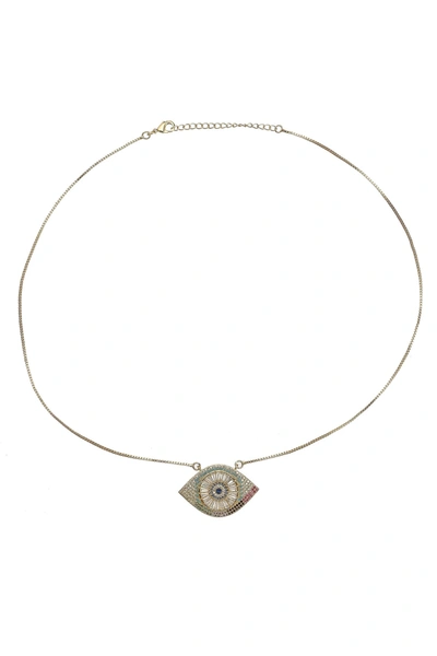 Eye Candy La Women's Luxe 14k Goldplated Sterling Silver & Cubic Zirconia Evil Eye Pendant Necklace In Gold