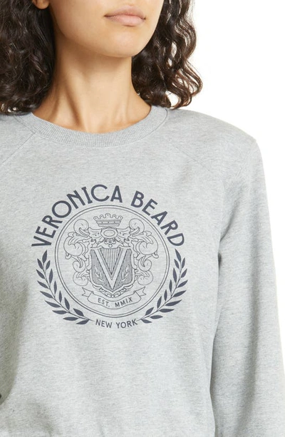 Shop Veronica Beard Beaumont Logo Cotton Blend Graphic Sweatshirt In Heather Grey