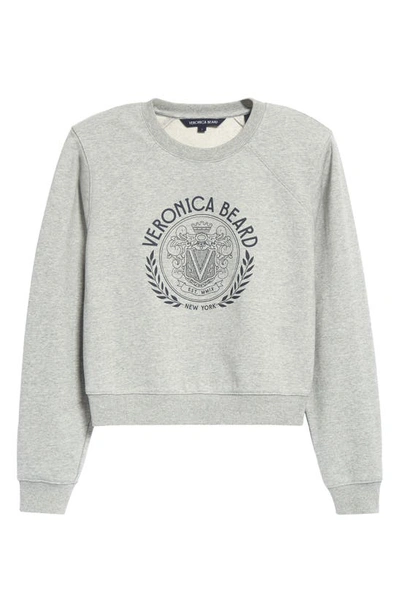 Shop Veronica Beard Beaumont Logo Cotton Blend Graphic Sweatshirt In Heather Grey