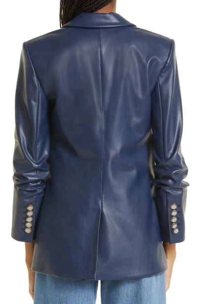 Shop Veronica Beard Beacon Faux Leather Dickey Jacket In Dark Slate