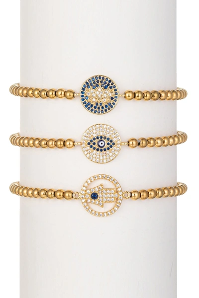 Eye Candy La Luxe Titanium Cz Emilia Stretch Bracelet Set In Gold