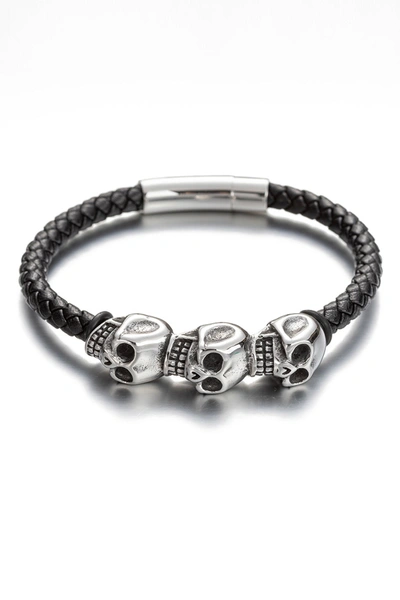 Eye Candy La Skull Head Leather Bracelet In Black