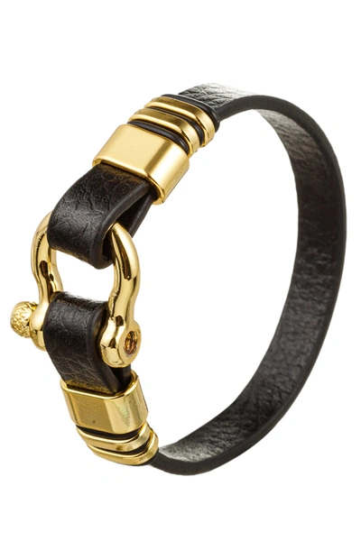 Shop Eye Candy La Benoit Leather Cuff Bracelet In Black