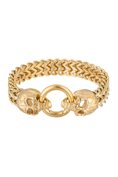 Shop Eye Candy La Rafael Skull Chain Bracelet In Gold