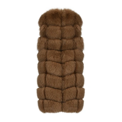 Wanan Touch Loki Brown Vest In Fox Fur