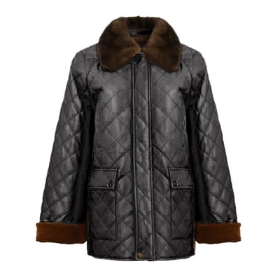 Wanan Touch Molly Black Leather And Mink Jacket