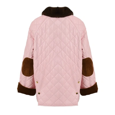 Wanan Touch Molly Pink Leather And Mink Jacket
