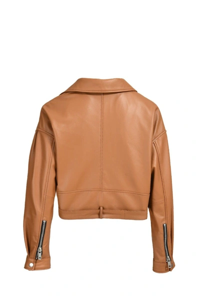 Shop Wanan Touch Stella Jacket In Dark Camel Lambskin Leather