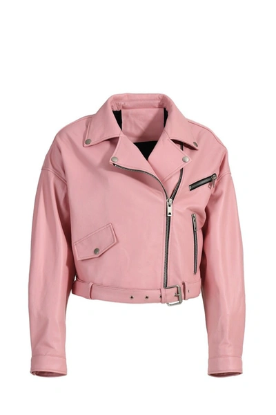 Shop Wanan Touch Stella Jacket In Pink Lambskin Leather