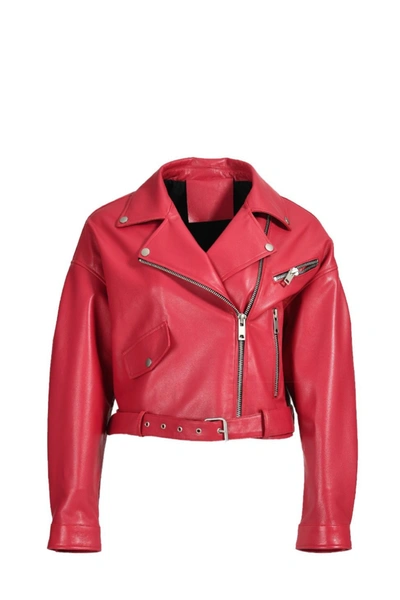 Shop Wanan Touch Stella Jacket In Red Lambskin Leather