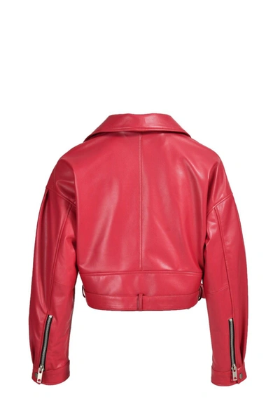 Shop Wanan Touch Stella Jacket In Red Lambskin Leather