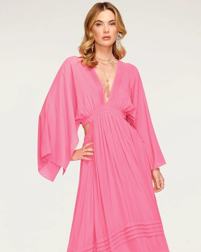 Shop Ramy Brook Neena Plunge Midi Dress In Wild Pink