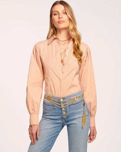 Shop Ramy Brook Lucia Button Down Shirt In Rose Quartz