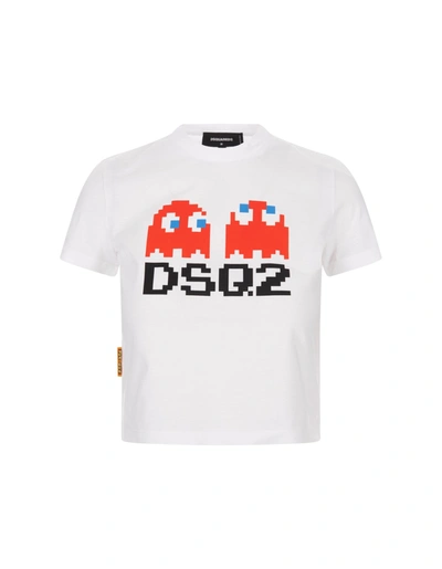 Shop Dsquared2 Pac-man Mini T-shirt In White In Bianco