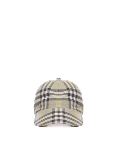 Shop Burberry Baseball Cap With Check Print In Hunter