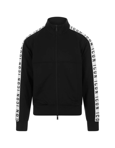 Shop Dsquared2 Black Icon Zip Sport Sweatshirt In Nero