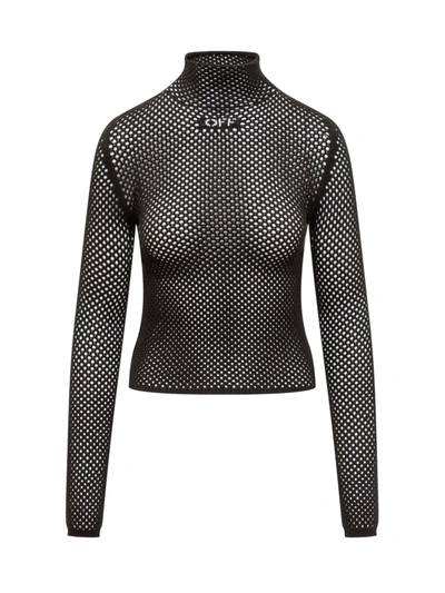 Shop Off-white Turtleneck Sweater In Black White