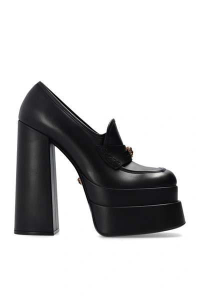 Shop Versace Black Platform Loafers In New