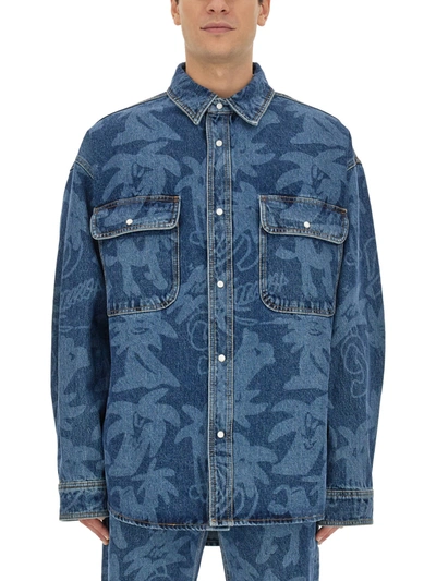 Shop Palm Angels Palmity Jacket In Blu
