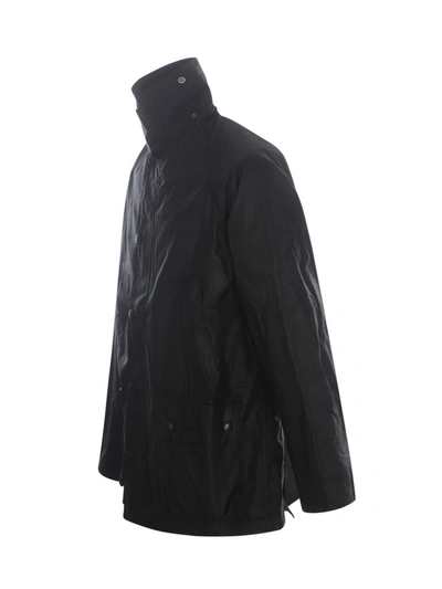 Barbour Reelin Waxed Cotton Jacket In Black
