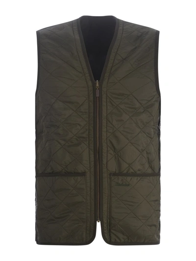 Barbour Sleevelees Quilted Jacket Polarquilt Waist In Verde Oliva