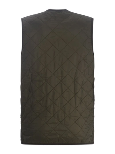 Barbour Sleevelees Quilted Jacket Polarquilt Waist In Verde Oliva