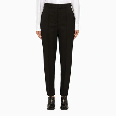 Shop Prada Regular Black Wool Trousers Women