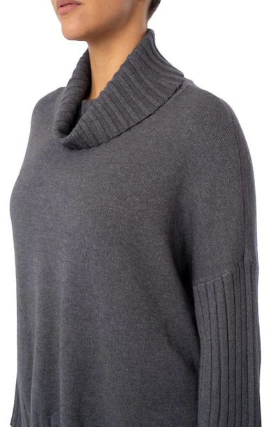 Shop Cyrus Cowl Neck Pullover Sweater In Gun Metal