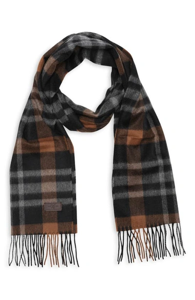Hickey Freeman Cashmere Plaid Scarf In Camel