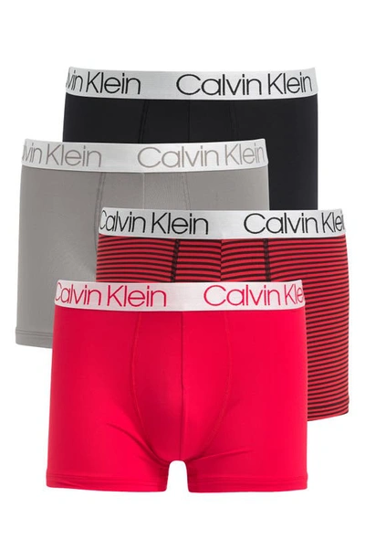 Calvin Klein 4-pack Stretch Trunks In Red/grey/black | ModeSens