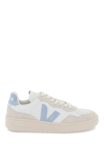 Shop Veja V 90 Sneakers In White, Light Blue