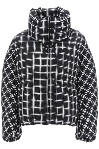 Shop Marni Dingyun Zhang Puffer Jacket With Check Motif In Black, White