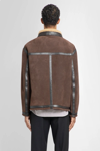 Shop Fendi Man Brown Leather Jackets