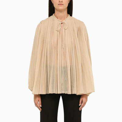Shop Chloé | Beige Pleated Blouse In Brown