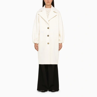 Shop Patou | Single-breasted Avalanche Wool Coat In White