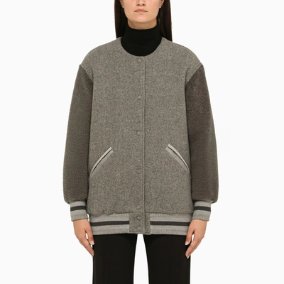 Shop Givenchy Grey Wool Bomber Jacket