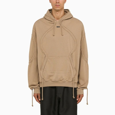 Bluemarble Drawstring Hood Cotton Sweatshirt In Beige