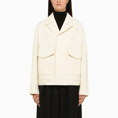 Shop Ami Alexandre Mattiussi Ami Paris | Ivory Jacket In Virgin Wool In White