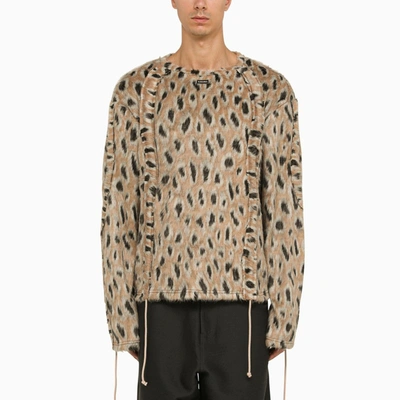 Shop Bluemarble | Knitted Animalier Crew-neck Sweater In Multicolor