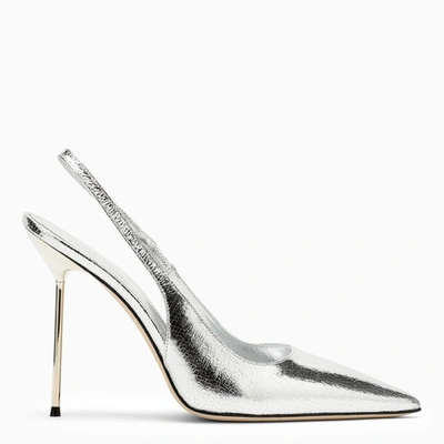 Shop Paris Texas | Silver Leather Slingback In Metal