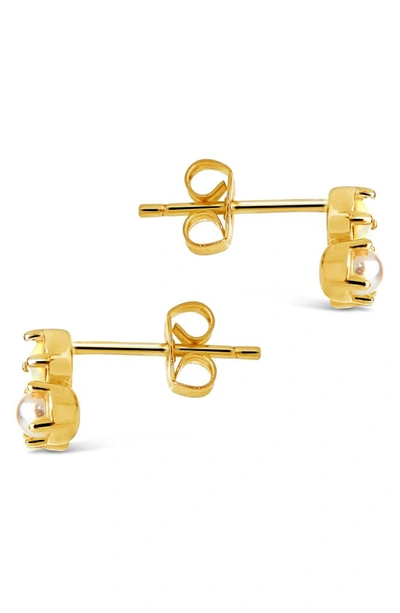 Sterling Forever Bermuda Imitation Pearl Stud Earrings In Gold