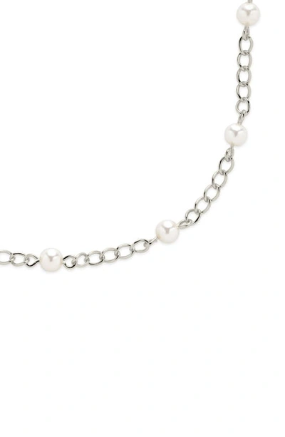 Sterling Forever Coast Imitation Pearl Anklet In Silver