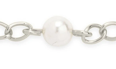 Sterling Forever Coast Imitation Pearl Anklet In Silver